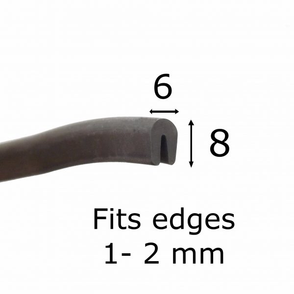 Small 8mm x 6mm Rubber Edge Trim