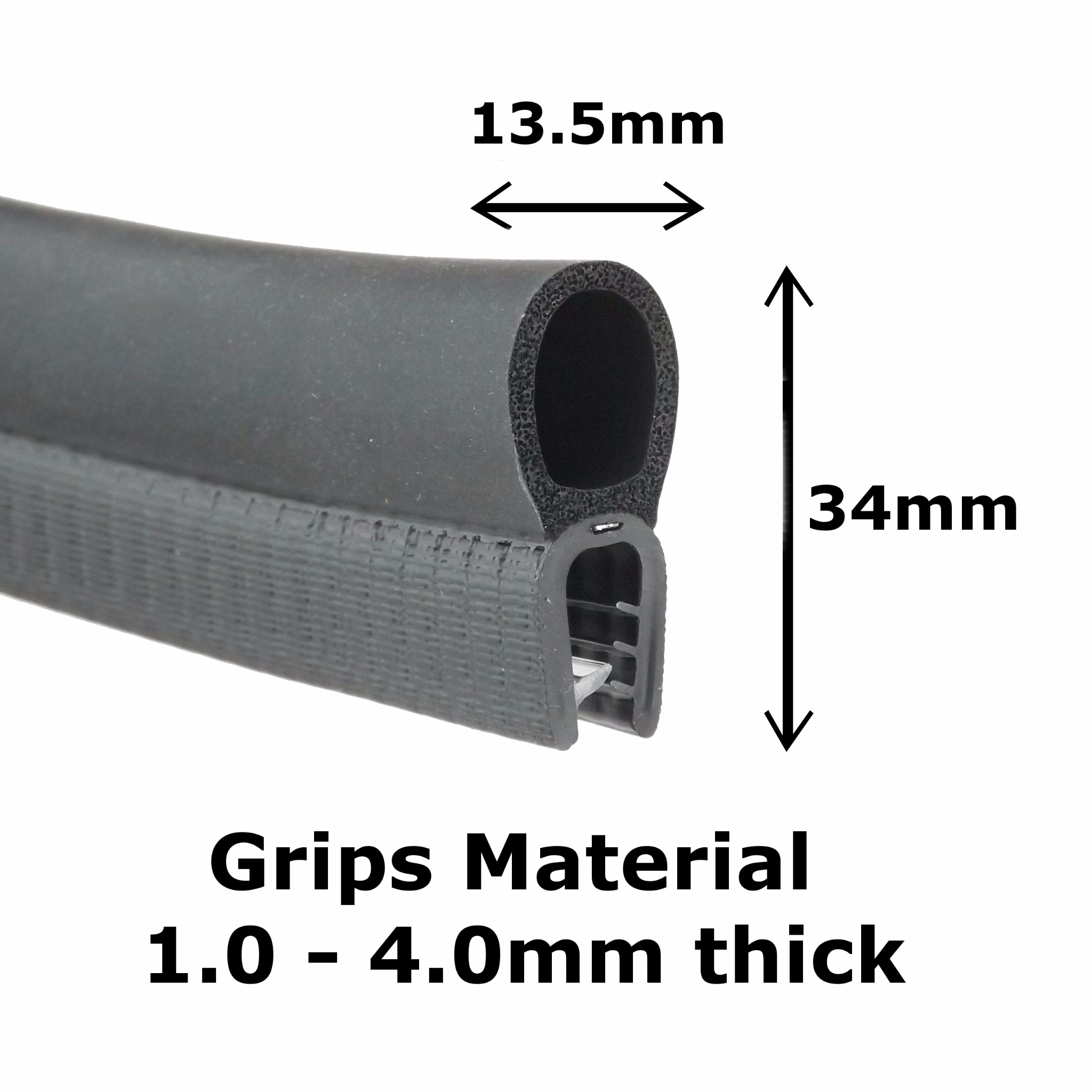 29mm x 15mm Rubber EDGE TRIM FINNED CAR BOOT SEAL 