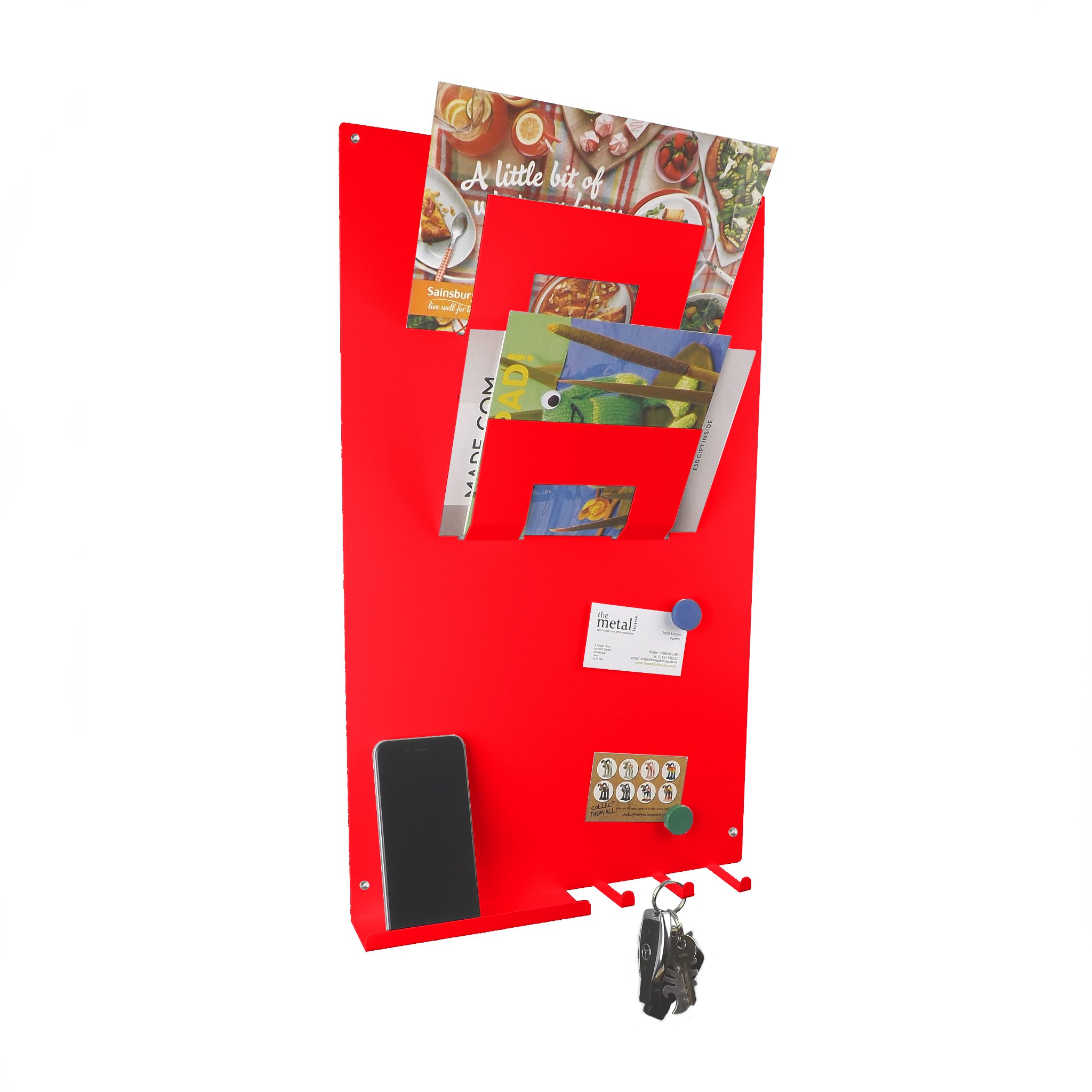 Vertical 3 in 1 Magnetic Memo Board, Letter & Key Rack