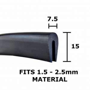 Rubber U-Channel Seal 15mm x 7.5mm