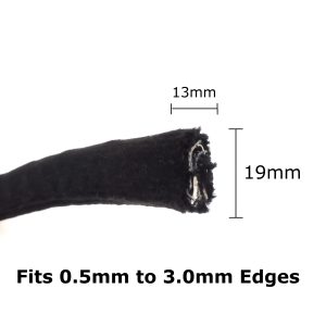 Black Fabric Covered FURFLEX Edge Trim Fits 0.5-3mm