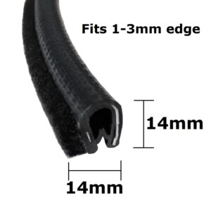Black Flexible Rubber Edge Trim with Felt Seal