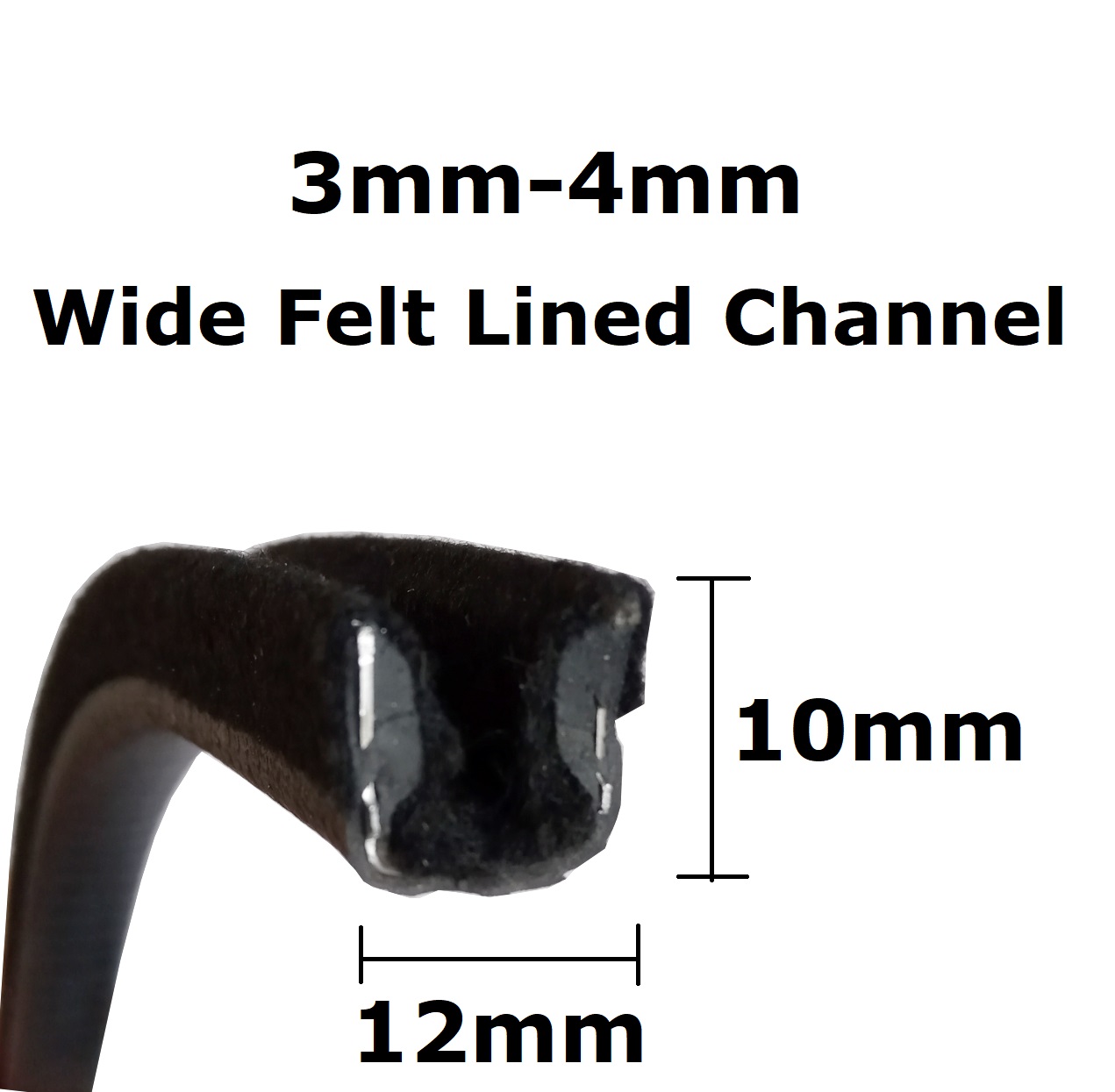 Felt Lined Window Channel Fits 3-4mm
