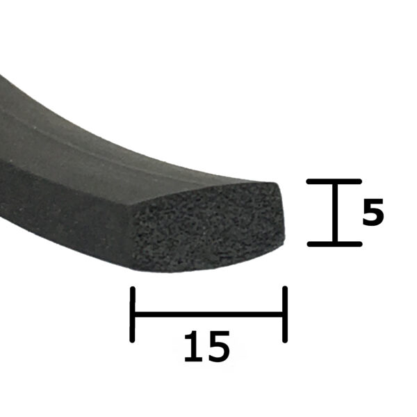 15mm x 5mm Sponge Rubber Strip