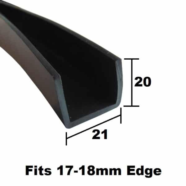Rubber U Channel for 17 or 18mm Edge