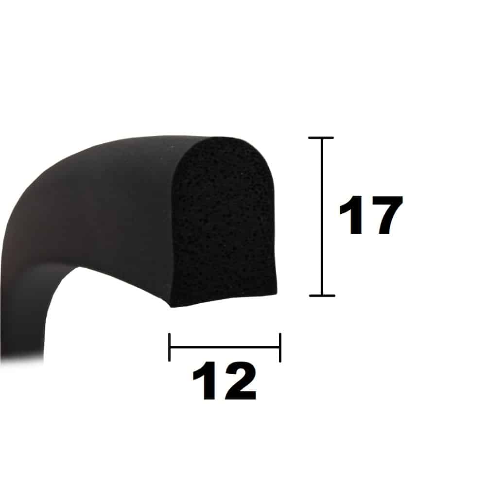 D Shape Sponge Rubber 17mm x 12mm